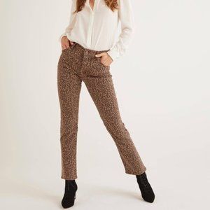 Boden High Rise Straight Jeans, Ankle Crop, Leopard Print